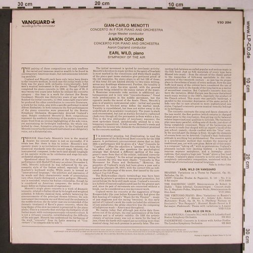 Menotti,Gian Carlo / Aaron Copland: Concerto in F for Piano & Orch., Vanguard(VSD 2094), UK, m-/vg+, 1973 - LP - L9194 - 12,50 Euro