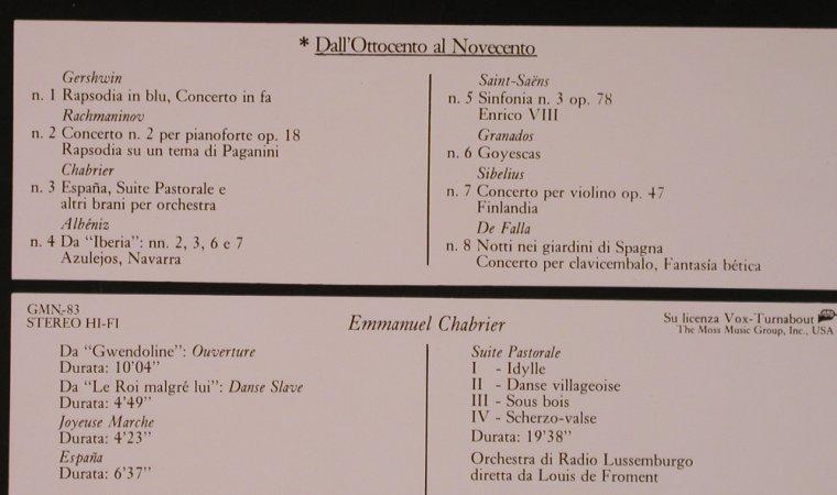 Chabrier,Emmanuel: Espana, Suite Pastorale, Booklet, Fabbri Editori,318550(GMN-83), I, 1978 - LP - L9197 - 9,00 Euro