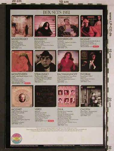V.A.CBS Masterworks: Catalogue 1981-82, CD's+LP's, CBS, UK Typ: Book Best.-Nr.: L9227 Preis: 7,50 Euro