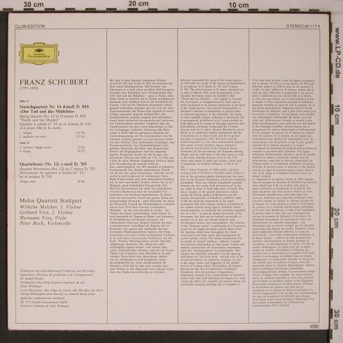 Schubert,Franz: Der Tod und das Mädchen, D.Gr., Club Ed. (40 117 4), D, 1975 Typ: LP Best.-Nr.: L9237 Preis: 6,00 Euro