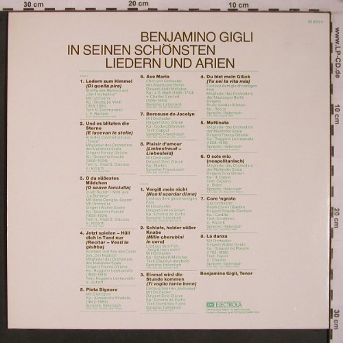 Gigli,Beniamino: inseinen schönsten Liedern u.Arien, EMI(30 953 4), D,Club Ed.,  - LP - L9238 - 7,50 Euro