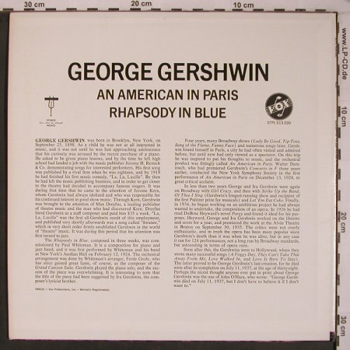 Gershwin,George: An American In Paris/Rhapsody i.Blu, Vox (STLP 513.030), US Typ: LP Best.-Nr.: L9239 Preis: 7,50 Euro