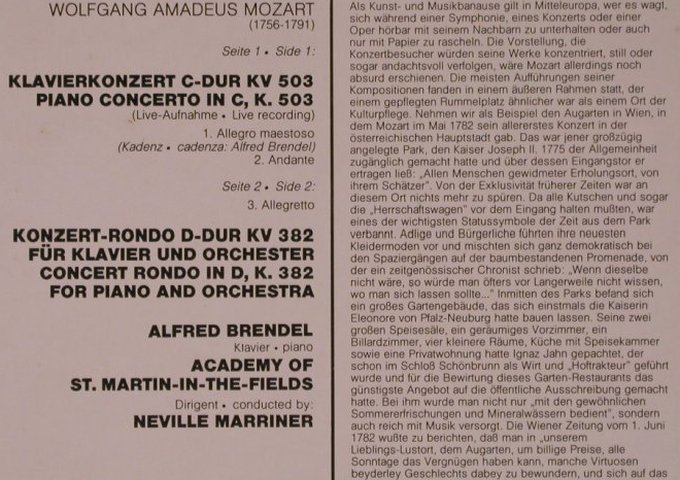 Mozart,Wolfgang Amadeus: Klavierkonzert Nr.25 c-dur / KV 382, Philips Sequenza(6527 085), NL, 1978 - LP - L9240 - 6,00 Euro