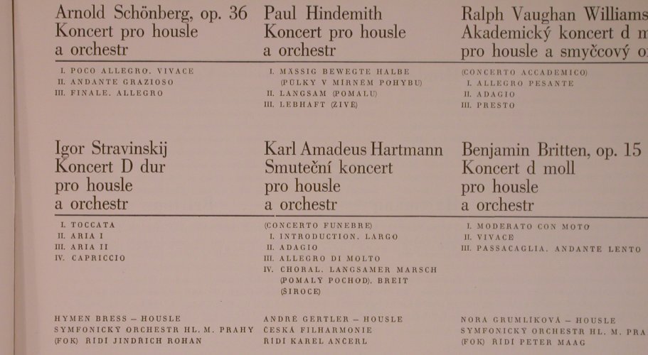 V.A.Moderní Houslové Koncerty: Schönberg,Stravinskij,Hindemith, Supraphon Album(0 10 0231-33), CZ, Mono, 1968 - 3LP - L9241 - 175,00 Euro