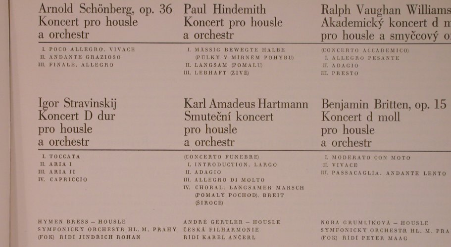 V.A.Modern Houslov Koncerty: Schönberg,Stravinskij,Hindemith, Supraphon Album(0 10 0231-33), CZ, Mono, 1968 - 3LP - L9241 - 175,00 Euro