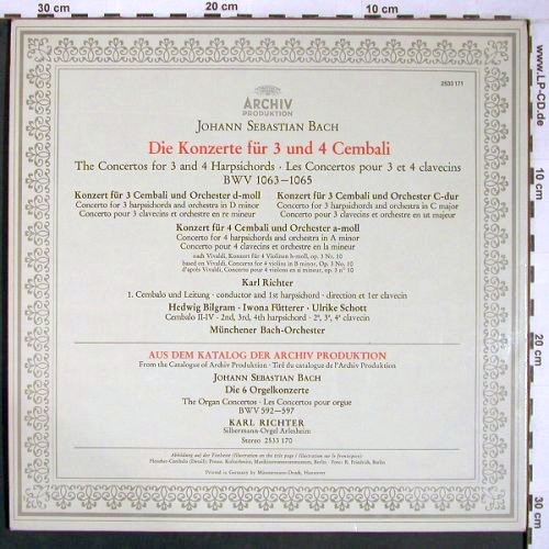 Bach,Johann Sebastian: Die Konzerte für 3 & 4 Cembali, Foc, Archiv(2533 171), D, 1974 - LP - L9254 - 7,50 Euro