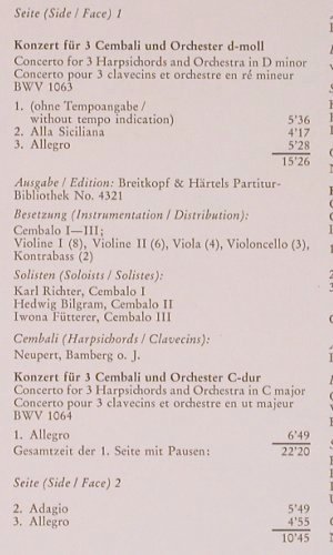 Bach,Johann Sebastian: Die Konzerte für 3 & 4 Cembali, Foc, Archiv (2533 171), D, 1974 Typ: LP Best.-Nr.: L9254 Preis: 7,50 Euro