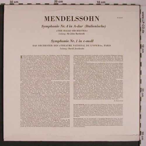 Mendelssohn-Bartholdy,Felix: Symphonie Nr.4 a-dur , Nr.1c-moll, MMS(M-2235), D,vg+/vg+,  - LP - L9271 - 6,00 Euro