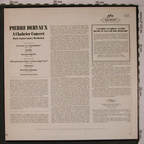 Dervaux,Pierre: A Chabrier Concert, Seraphim (S-60108), US Typ: LP Best.-Nr.: L9283 Preis: 7,50 Euro