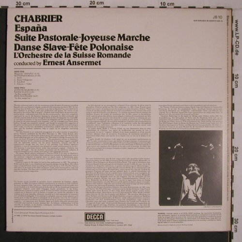 Chabrier,Emmanuel: Espana, Suite Pastorale (1965), Decca Jubilee(JB 10), UK,Ri, 1978 - LP - L9285 - 7,50 Euro