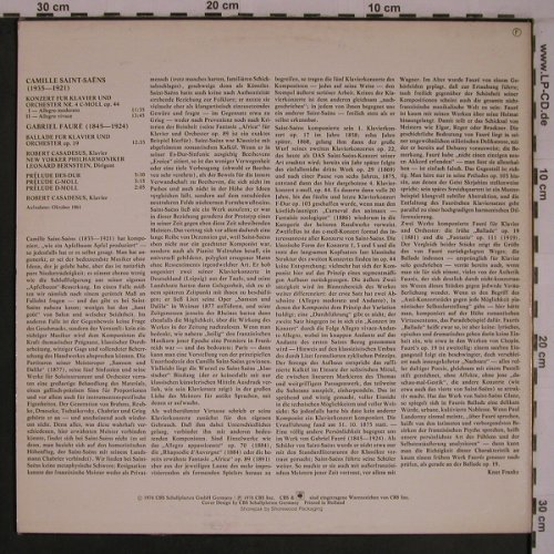 Saint-Saens,Camille / G.Faure: Konzert f.Klavier und Orch.Nr.4, CBS(61 712), NL, 1976 - LP - L9298 - 7,50 Euro
