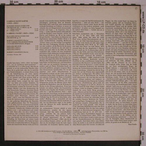Saint-Saens,Camille / G.Faure: Konzert f.Klavier und Orch.Nr.4, CBS (61 712), NL, 1976 Typ: LP Best.-Nr.: L9298 Preis: 7,50 Euro