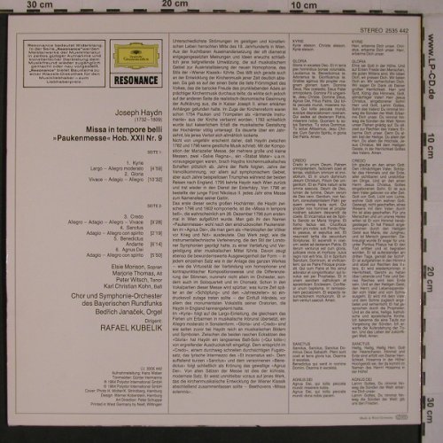 Haydn,Joseph: Missa in Tempore Belli-Paukenmesse, D.Gr. Resonance (2535 442), D, Ri Typ: LP Best.-Nr.: L9323 Preis: 7,50 Euro