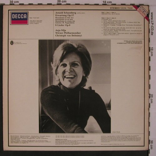 Schoenberg,Arnold: Erwartung, 6 Lieder Op.8, m-/VG-, Decca (SXDL 7509), UK, 1981 Typ: LP Best.-Nr.: L9352 Preis: 9,00 Euro