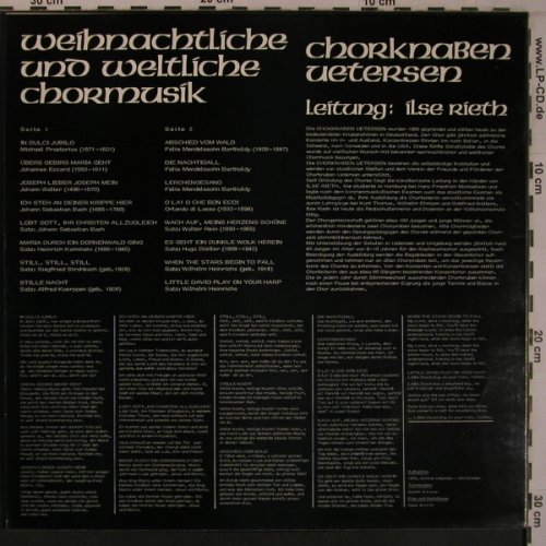 Chorknaben Uetersen: Weihnachtliche u.weltliche Chorm., BTS,Musterpl.,Probbe (729), D, 1979 Typ: LP Best.-Nr.: L9356 Preis: 9,00 Euro