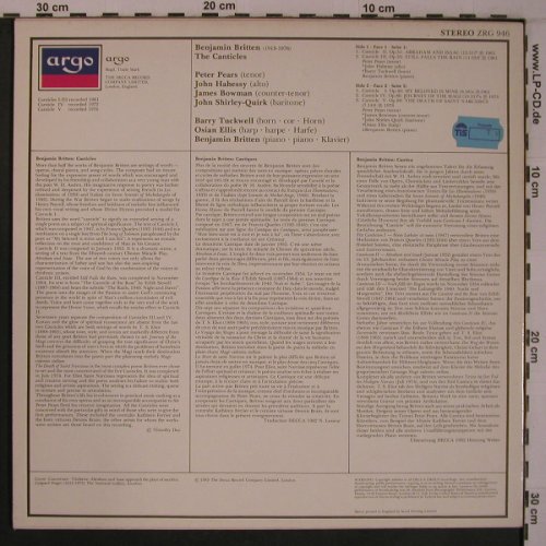 Britten,Benjamin: The Canticles, Argo(ZRG 946), UK,  - LP - L9360 - 8,00 Euro