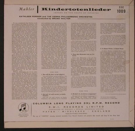 Mahler,Gustav: Kindertotenlieder, vg+/m-, Columbia(33 C 1009), UK,  - 10inch - L9379 - 5,00 Euro