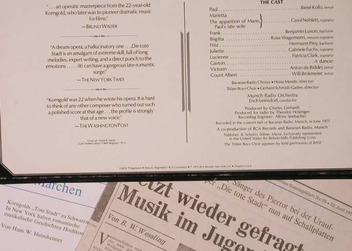Korngold,Wolfgang: Die Tote Stadt, Box, RCA Red Seal (ARL3-1199), US, 1975 Typ: 3LP Best.-Nr.: L9389 Preis: 17,50 Euro