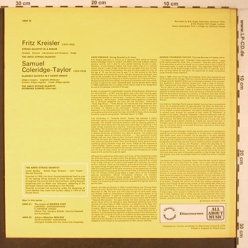 Kreisler,Fritz / Coleridge-Taylor: String Quartet in A minor, All About Music (ABM 23), UK, 1976 Typ: LP Best.-Nr.: L9391 Preis: 17,50 Euro