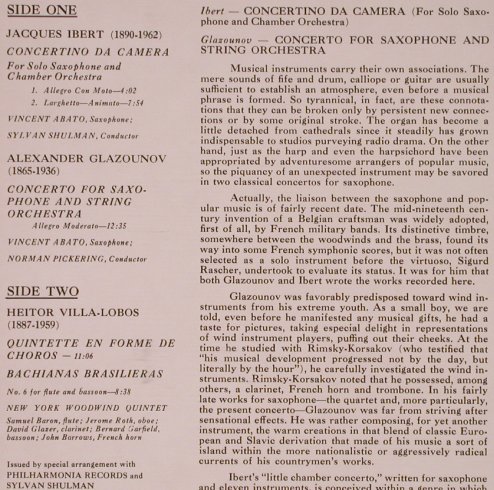 Ibert,Jaques/Glazounov/Villa-Lobos: Concertino da camera/C.f.Saxoph., Nonesuch(H-71030), US,  - LP - L9396 - 7,50 Euro