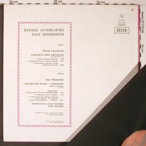 Lutostawski,Witold/Hindemith: Concerto Pour Orch/Mathis LePeintre, Decca(7.119 SLX 6.445), F, Foc, 1969 - LP - L9408 - 25,00 Euro