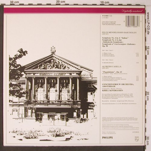 Mendelssohn Bartholdy,Felix: Symphony No.4 Italian, Philips(412 068-1), NL, 1979 - LP - L9415 - 9,00 Euro