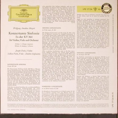 Mozart,Wolfgang Amadeus: Konzertante Sinfonien Es-dur KV 364, D.Gr.(LPE 17 124), D,Mono, 1959 - 10inch - L9417 - 20,00 Euro