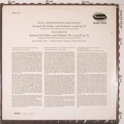 Mendelssohn Bartholdy,Felix/Bruch: Konzert für Klavier&Orch.op64/op26, Westminster Silber Serie(PWN 251), NL,vg+/vg+,  - LP - L9423 - 6,00 Euro