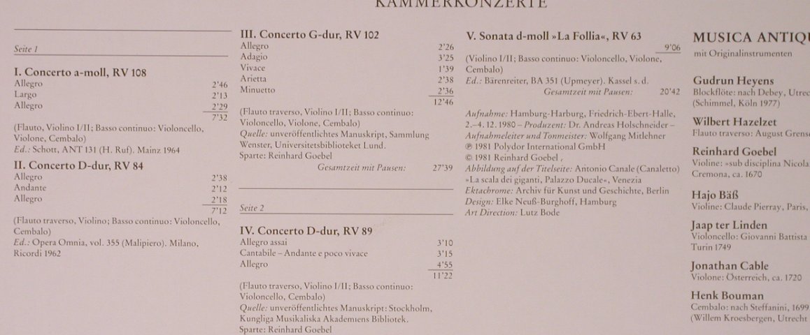 Vivaldi,Antonio: Concerti da Camera, Club Edition, Archiv Produktion (40 589 4), D, 1981 Typ: LP Best.-Nr.: L9432 Preis: 7,50 Euro