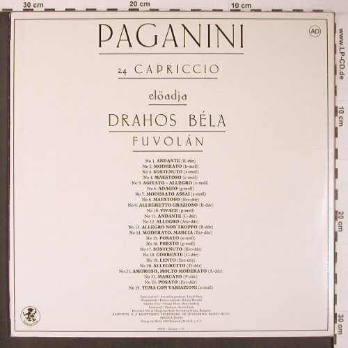 Paganini,Niccolo: 24 Caprices,Foc - Bela Drahos,flute, Radioton(SLPX 31 052-53), H, 1986 - 2LP - L9440 - 16,50 Euro
