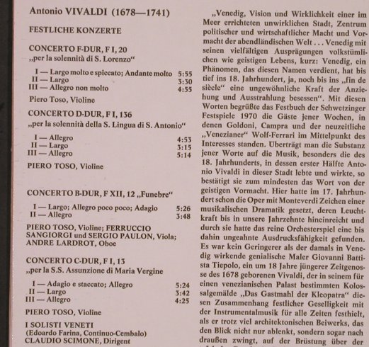Vivaldi,Antonio: Festliche Konzerte, CBS(61 644), D, 1975 - LP - L9445 - 7,50 Euro
