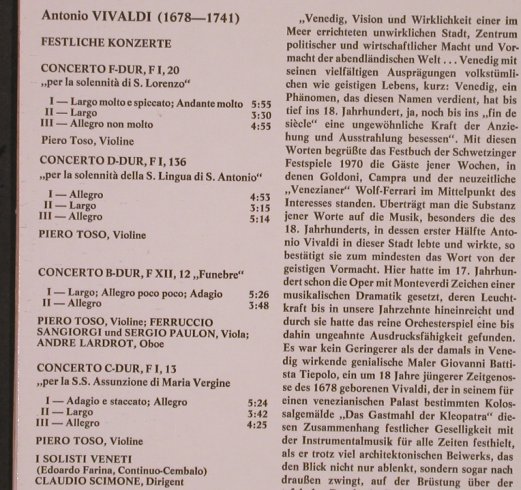 Vivaldi,Antonio: Festliche Konzerte, CBS (61 644), D, 1975 Typ: LP Best.-Nr.: L9445 Preis: 7,50 Euro