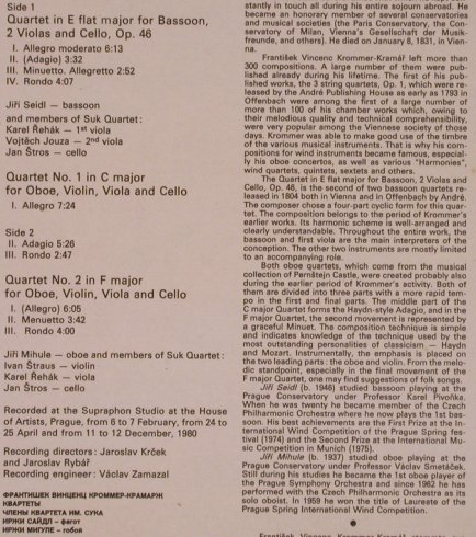 Krommer-Kramar,Frantisek Vincenc: Quartets, Supraphon (1111 2824), CZ, 1980 Typ: LP Best.-Nr.: L9447 Preis: 9,50 Euro