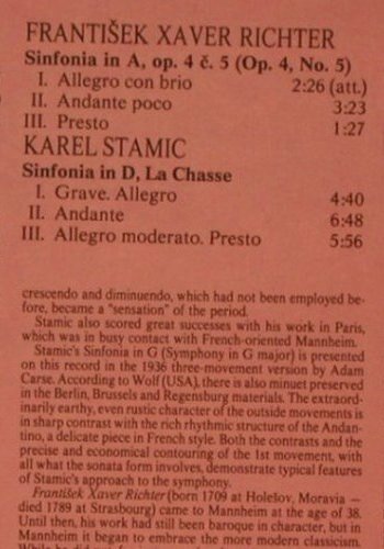 Stamic-Karel,Antonin,Jan/FX.Richter: Sinfonias, Supraphon (1110 2959), CZ, 1982 Typ: LP Best.-Nr.: L9464 Preis: 7,50 Euro