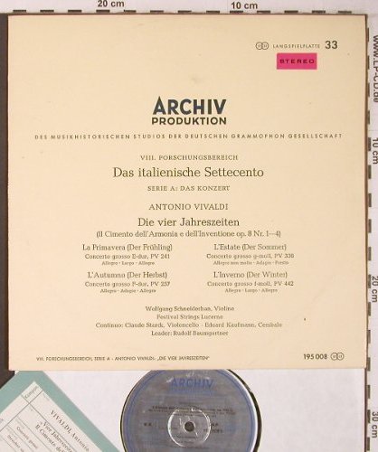 Vivaldi,Antonio: Die Vier Jahreszeiten, Archiv(SAP 195 008), D, 1965 - 10inch - L9476 - 18,00 Euro