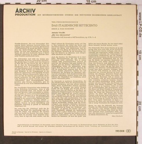 Vivaldi,Antonio: Die Vier Jahreszeiten, Archiv(SAP 195 008), D, 1965 - 10inch - L9476 - 18,00 Euro
