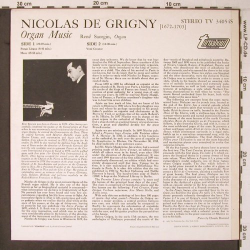de Grigny,Nicolas: Organ Music.René Saorgin,Organ'1967, Turnabout (TV 34054S), UK, Ri, 1967 Typ: LP Best.-Nr.: L9483 Preis: 7,50 Euro