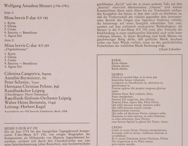 Mozart,Wolfgang Amadeus: Missa Brevis KV 192,KV259-Orgelsolo, Philips (6500 867), D, 1974 Typ: LP Best.-Nr.: L9485 Preis: 7,50 Euro