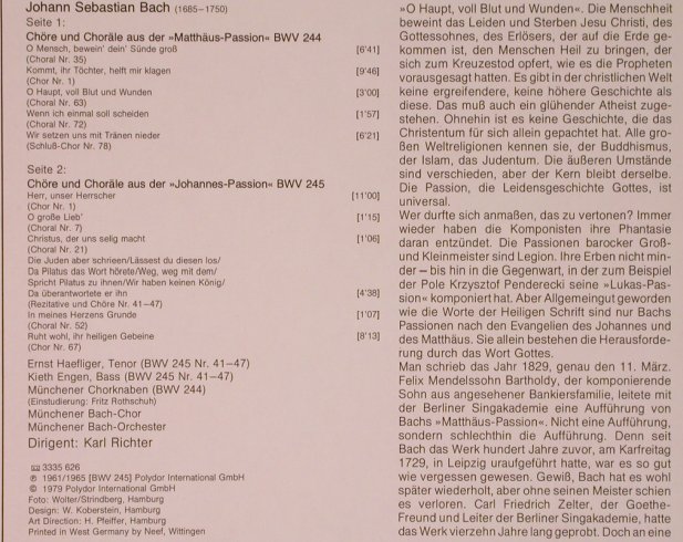 Bach,Johann Sebastian: O Haupt,voll Blut und Wunden, D.Gr.Favorit(2535 626), D,Ri, 1979 - LP - L9487 - 6,00 Euro
