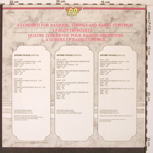 Vivaldi,Antonio: 4 Concertos pour basson, Foc, P.G. Records(PG 7488), NL,  - LP - L9504 - 18,00 Euro