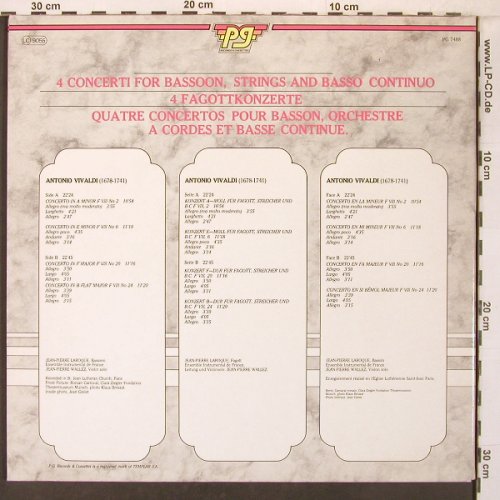 Vivaldi,Antonio: 4 Concertos pour basson, Foc, P.G. Records (PG 7488), NL Typ: LP Best.-Nr.: L9504 Preis: 17,50 Euro