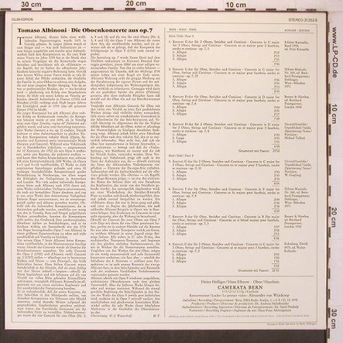 Albinoni,Tomaso: Concerti per Oboe, Club-Ed., Archiv (31 253 8), D, 1979 Typ: LP Best.-Nr.: L9515 Preis: 7,50 Euro