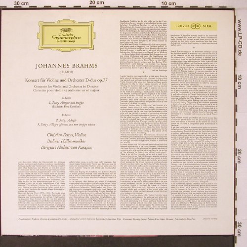 Brahms,Johannes: Violinkonzert D-Dur, Deutsche Grammophon(SLPM 138 930), D, 1964 - LP - L9527 - 7,50 Euro