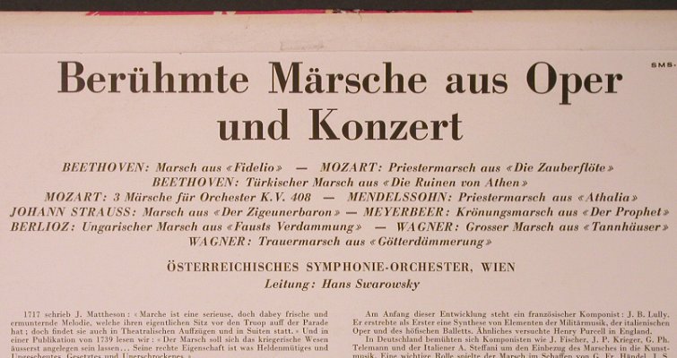 V.A.Berühmte Märsche: aus Oper und Konzert, Concert Hall (SMS-2482), D, 1967 Typ: LP Best.-Nr.: L9530 Preis: 7,50 Euro