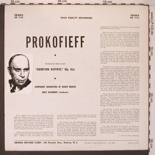 Prokofieff,Serge: Semyon Kotko, Orch.Suite,op.81a, Urania(UR 7135), US,stoc,  - LP - L9537 - 12,50 Euro