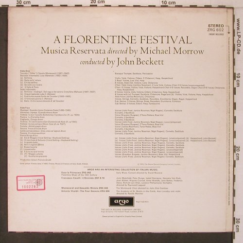 Musica Reservata: A Florentine Festival, m-/vg+, Argo(ZRG 602), UK, 1970 - LP - L9548 - 7,50 Euro