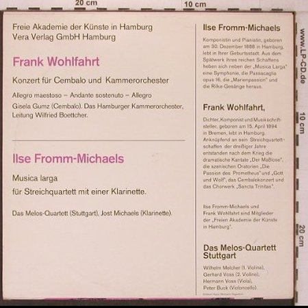Wohlfahrt,Frank / I.Fromm-Michaels: Konzert f.Cembalo/ Streichquartett, Vera Verlag Hamburg(SWT 14), D, vg+/m-,  - 10inch - L9555 - 12,50 Euro
