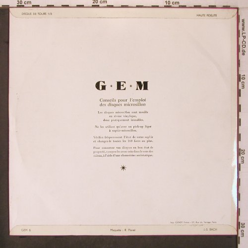 Bach,Johann Sebastian: Concertos Brandebourgeois No. 1-2-3, GEM (GEM 6), F Typ: LP Best.-Nr.: L9558 Preis: 16,50 Euro
