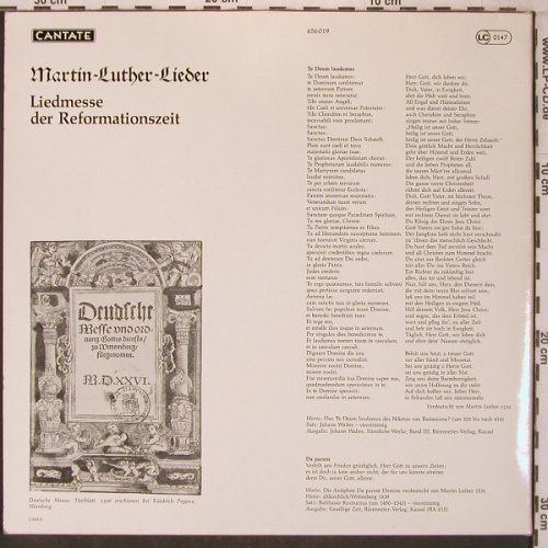 V.A.Martin-Luther-Lieder: Liedmesse der Reformationszeit, Foc, Cantate(656 019), D, 1982 - LP - L9575 - 7,50 Euro