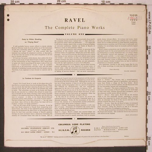 Ravel,Maurice: The Complete Piano Work,Vol.1, Columbia,oneSided(33WXS 1350), UK,vg-/vg+,  - LP - L9578 - 12,50 Euro